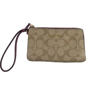 COACH Double Corner Zip Wristlet In Signature Canvas F87591